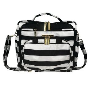 JuJuBe B.F.F. Diaper Bag The First Lady Black White Stripes Legacy Gold with pad